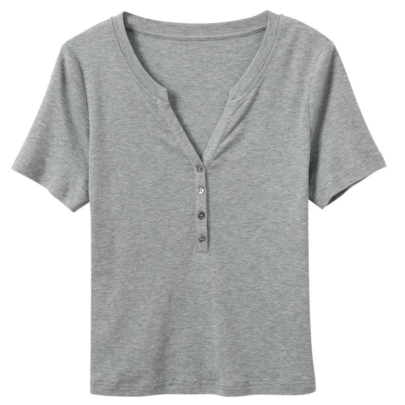 Sancai Lyocell V-Neck Short Sleeve T-Shirt S
