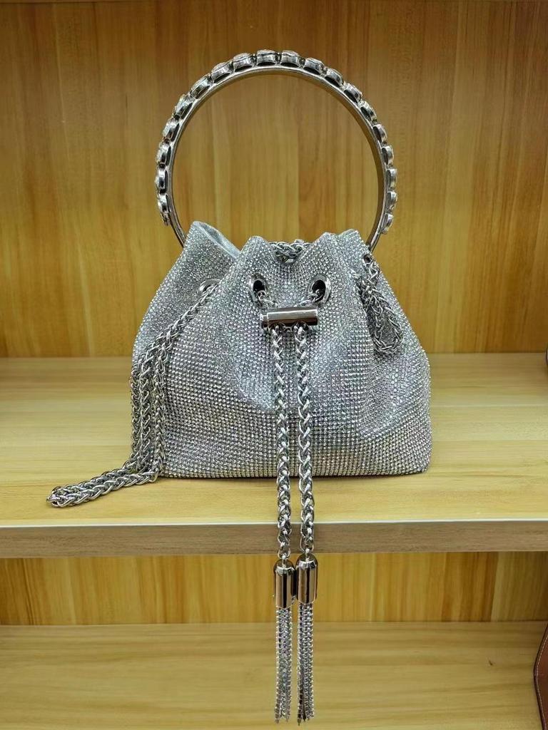 Dámská módní kbelíková taška s kamínky na rok 2023 - Celoplošný diamantový design Dionysus crossbody a podpažní trendy