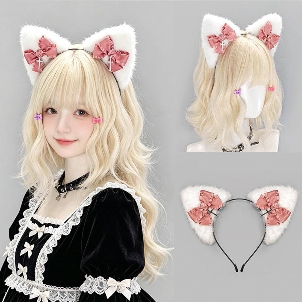Plush Lolita Headwear Bowknot Simulation Animal Ears Hairband New Furry Hair Band Cosplay