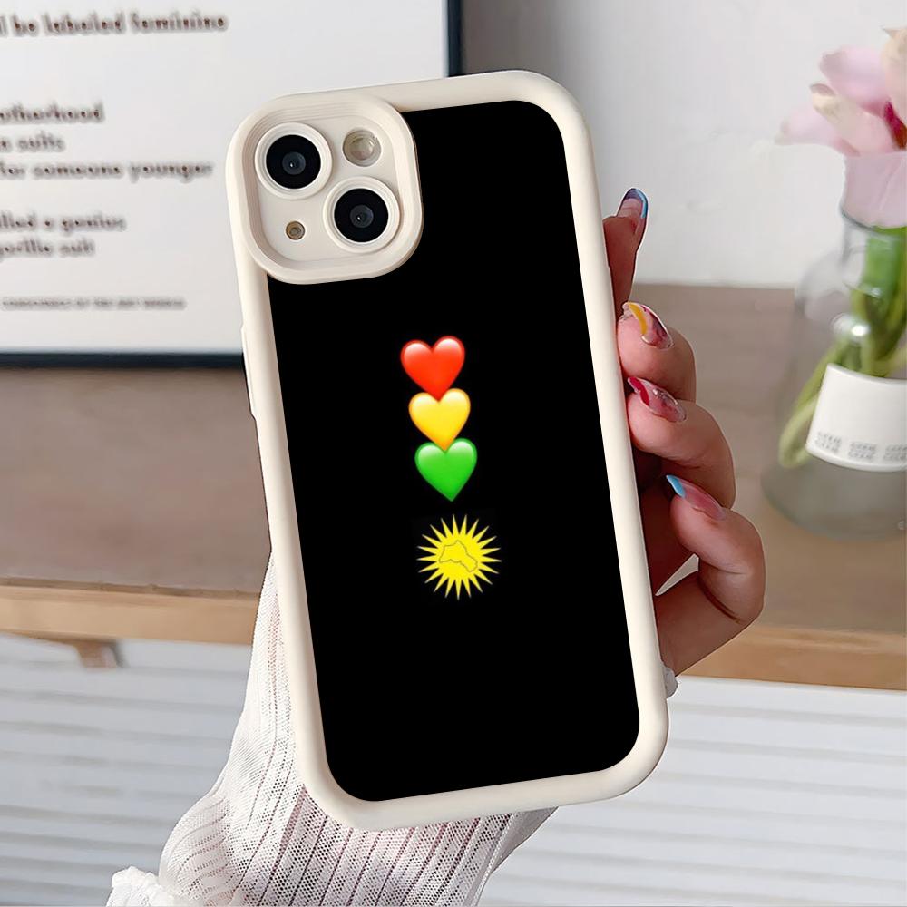 Kurdistan Flag Thicken TPU Mobile Phone Case for iPhone 17 16 15 14 13 12 11 Air Pro Max Plus Colorful Cover