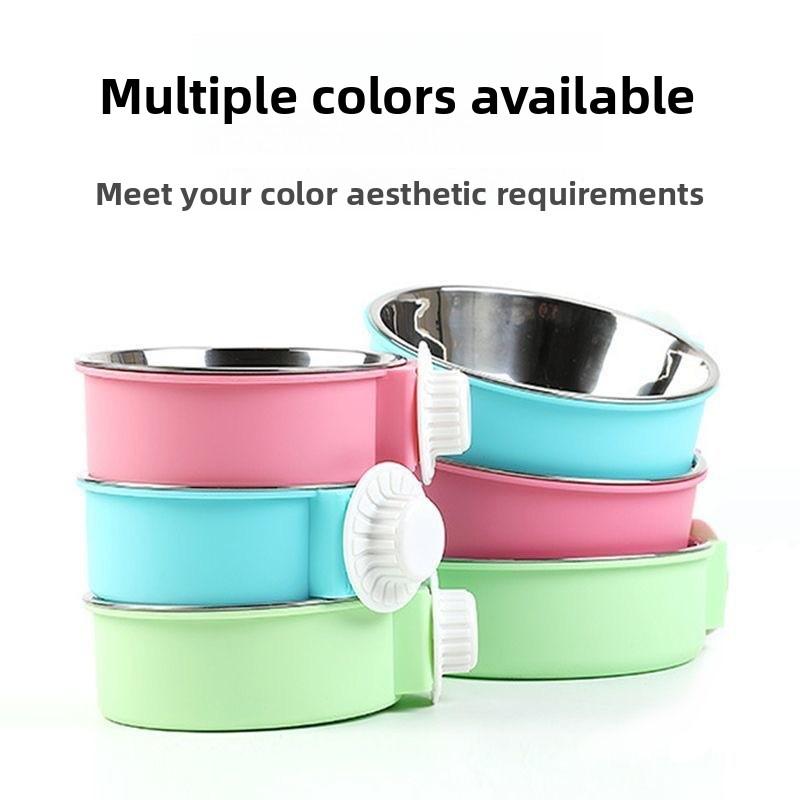 Pet Bowl Feeder, Dog Cage Hanging Fixed Cat Bowl, Dog Bowl, Pet Stainless Steel Dog Bowl