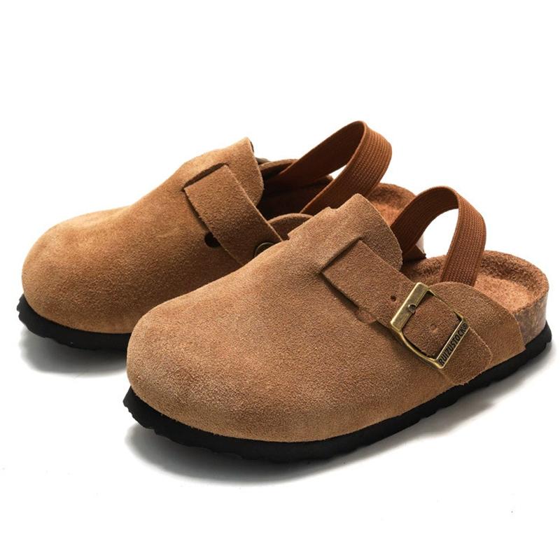 

Модные детские пробковые шлепанцы Kidmi для девочек, туфли из нубука с закрытым носком и металлической пряжкой, удобные пляжные шлепанцы из натуральной кожи для мальчиков 150