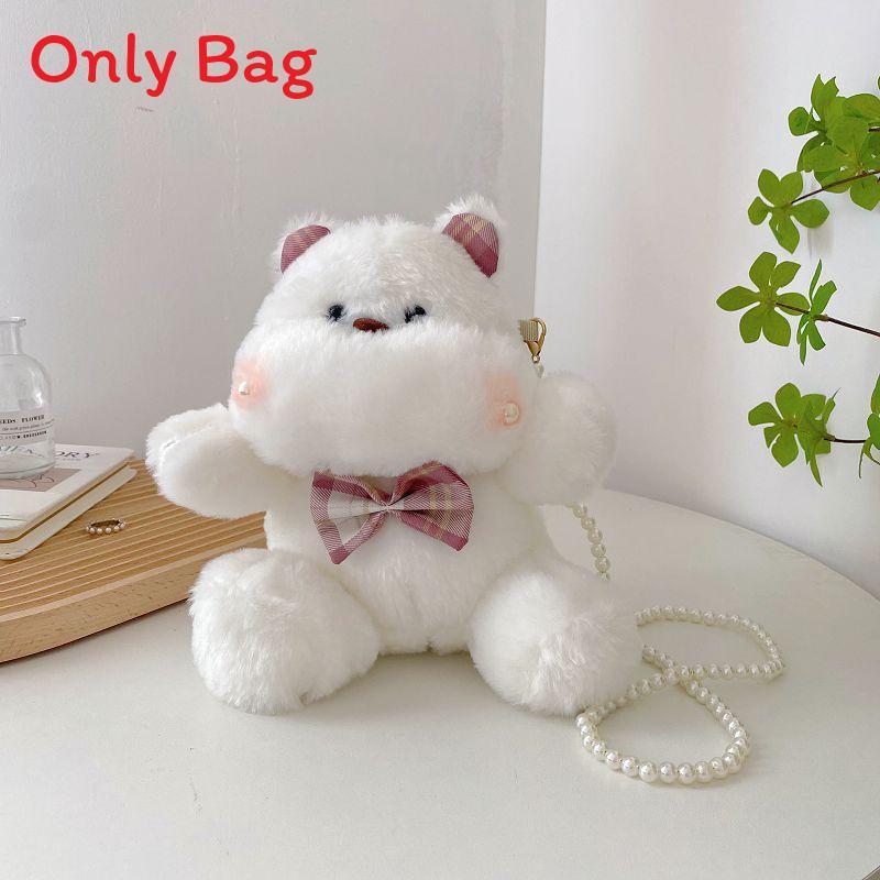 Cute Plush Bunny Mini Bag With Pearl Embellishments For Fashionable Women