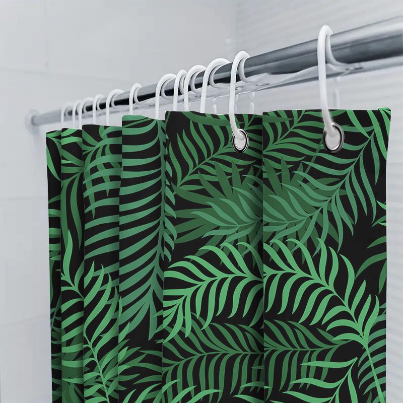 Tropical Plant Pattern Shower Curtain Green Leaves Design For Bathroom Decor