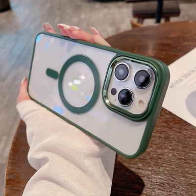 Magsafe Phone Case For Iphone 14 12 11 13 Pro Max Clear Hard Pc Back Silicone Bumper Metal Camera Cover