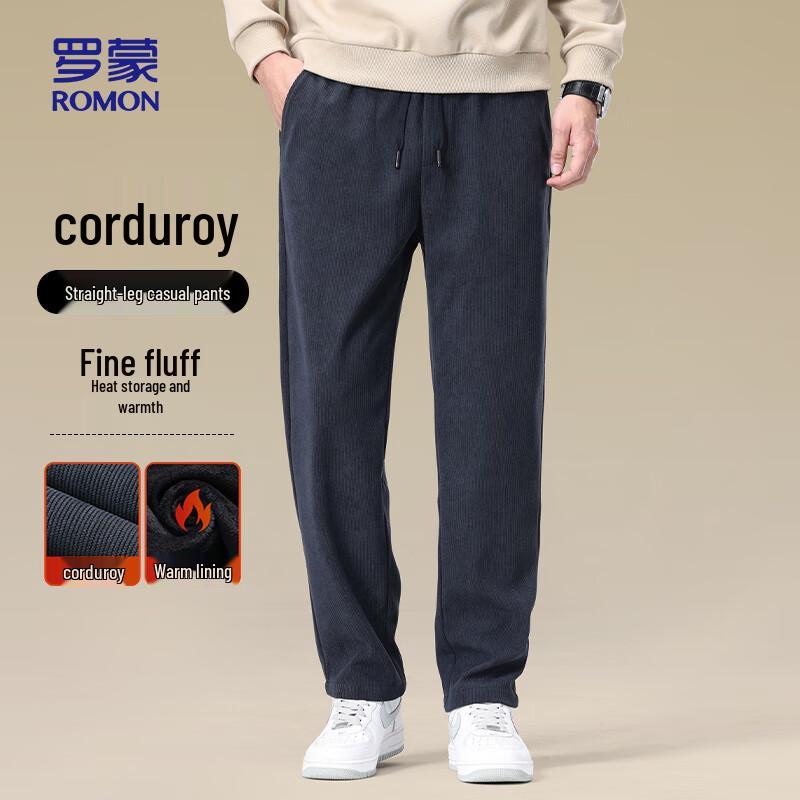 ROMON Men's Straight-Fit Thick Corduroy Casual Pants
