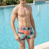 Swimming Trunks Mid-rise Geometric Color Block Design Quick Drying Breathable Swimming Shorts Sun-Resistant Swimwear