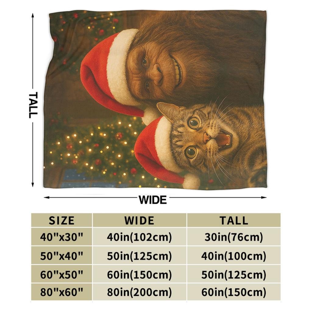 Cat Selfie with Santa Blanket Quality Super Soft  Throw Blanket Winter Children Couch Chair Sofa Bed Fashion Bedspread