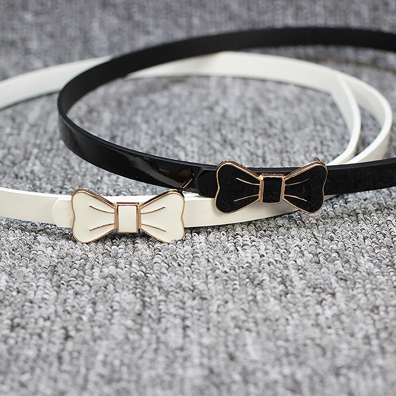 Bow Buckle Ladies Patent Leather Dress Decorative Rhinestones Small Thin Belts For Women Luxury Designer Brand