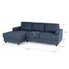 PAUL Left-hand Corner Sofa 4 Seats - Blue Fabric - Contemporary - L 215 X D 140 Cm - Made In Ukraine