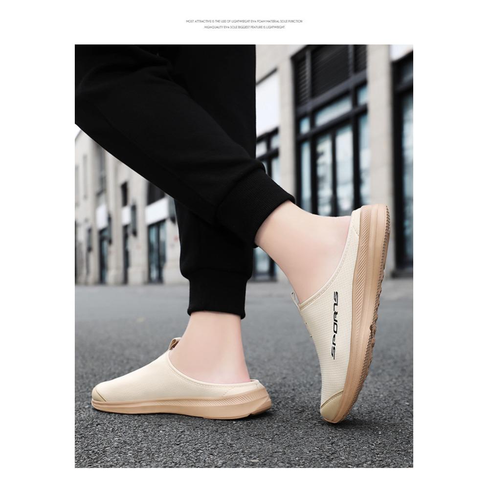 Herren Halbschuhe Große Größe, Sommer Outdoor Atmungsaktive Slip-on Bequemschuhe, Geschlossene Zehenpartie Hinten Offen Lässige Schuhe