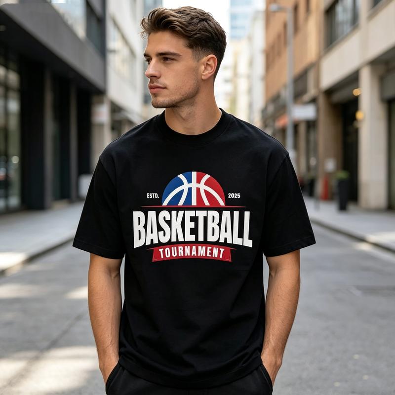 Basketball TournaUnisext Graphic TShirt ESTD Basketball Tee Casual Sports Top For Unisex Unisex