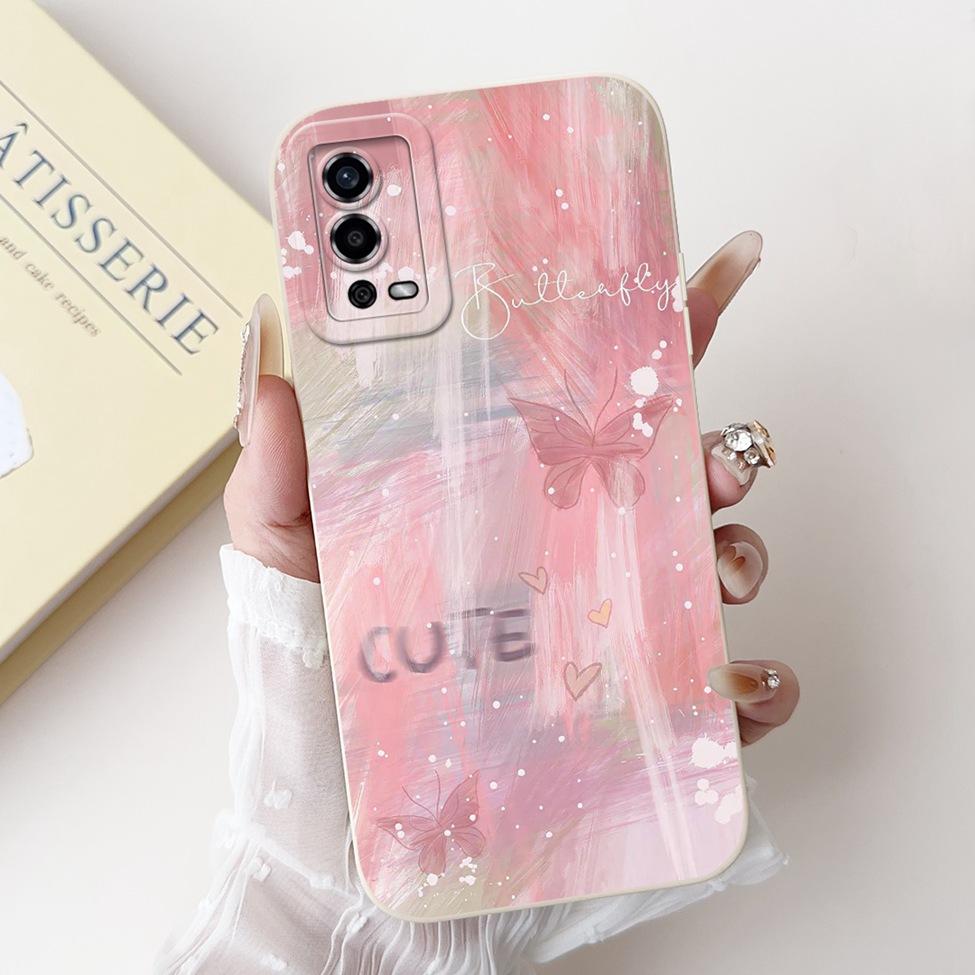 For Oppo A55 4G Case CPH2325 Silicone Cute Cat Fashion Butterfly Flowers Love Painted Cover For Oppo A55 4G Phone Case