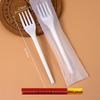Disposable Biodegradable PLA Cutlery Set: Knife, Fork, Spoon with Long Handle and Thick Design