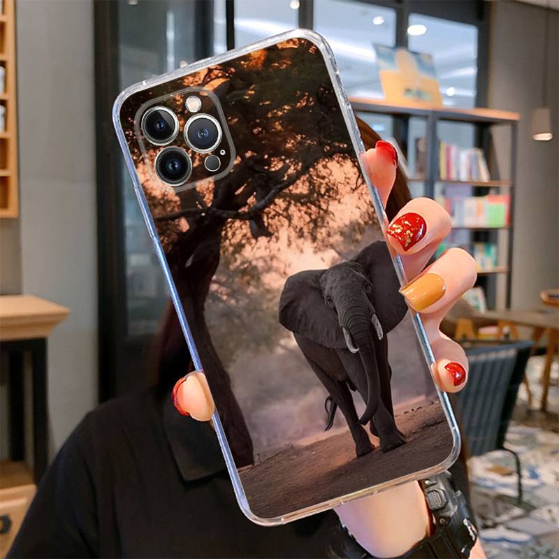Tier Elefant Handyhülle für iPhone 14 13 12 11 Pro Max XS X XR SE 2020 6 7 8 Plus Mini Transparente Hülle