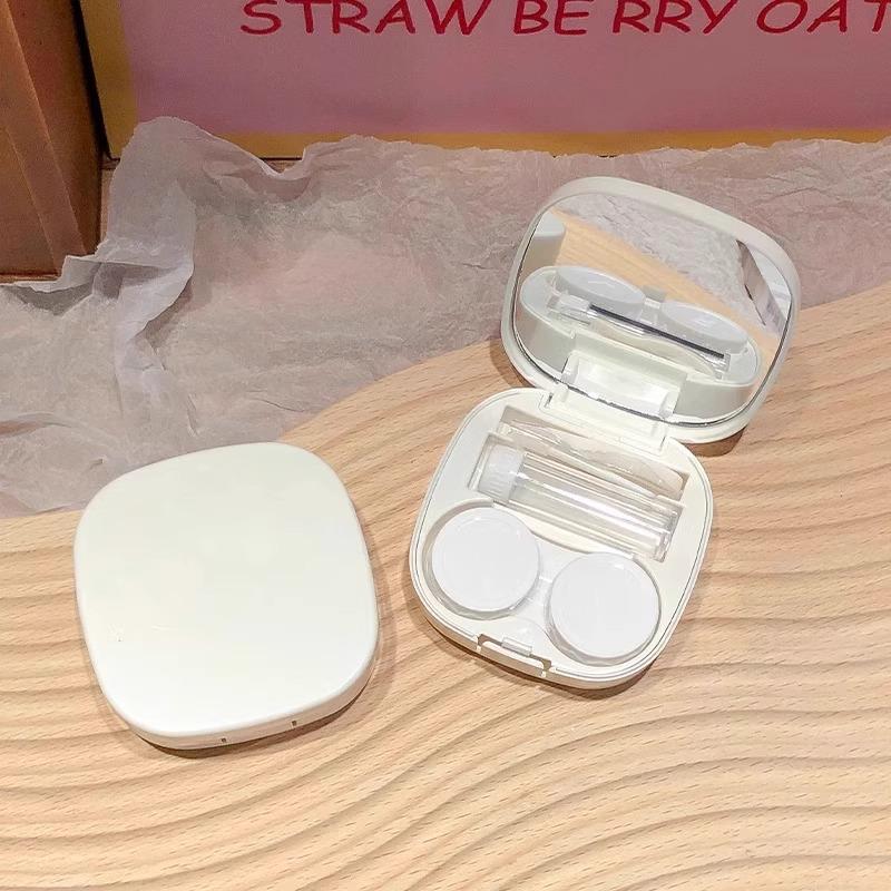 Macaron Girl Student Contact Lens Case with Mirror - Portable, Simple Storage Box