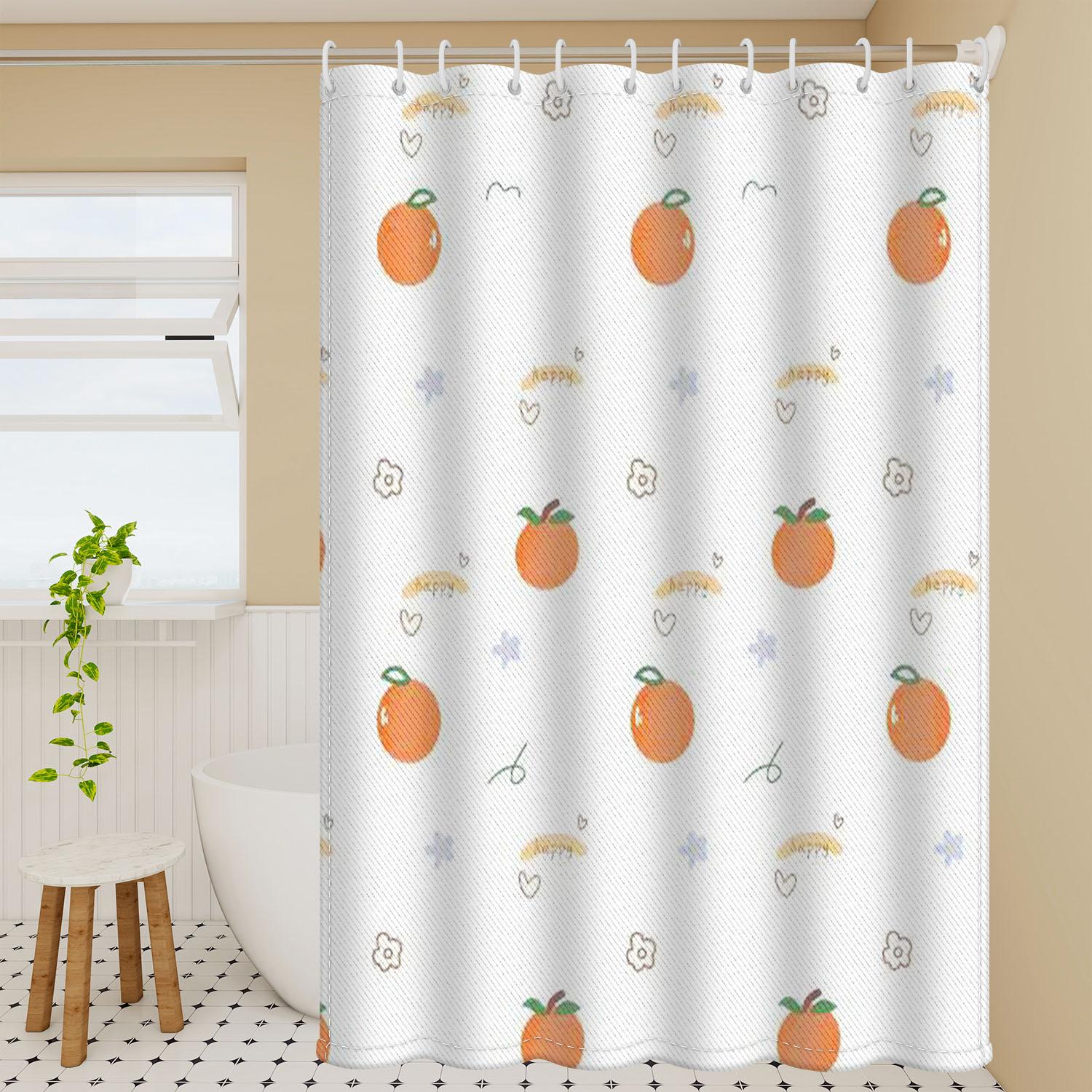 

Cheerful Happy Orange Shower Curtain - Warm Color Fruit polyester fabric 80*180cm
