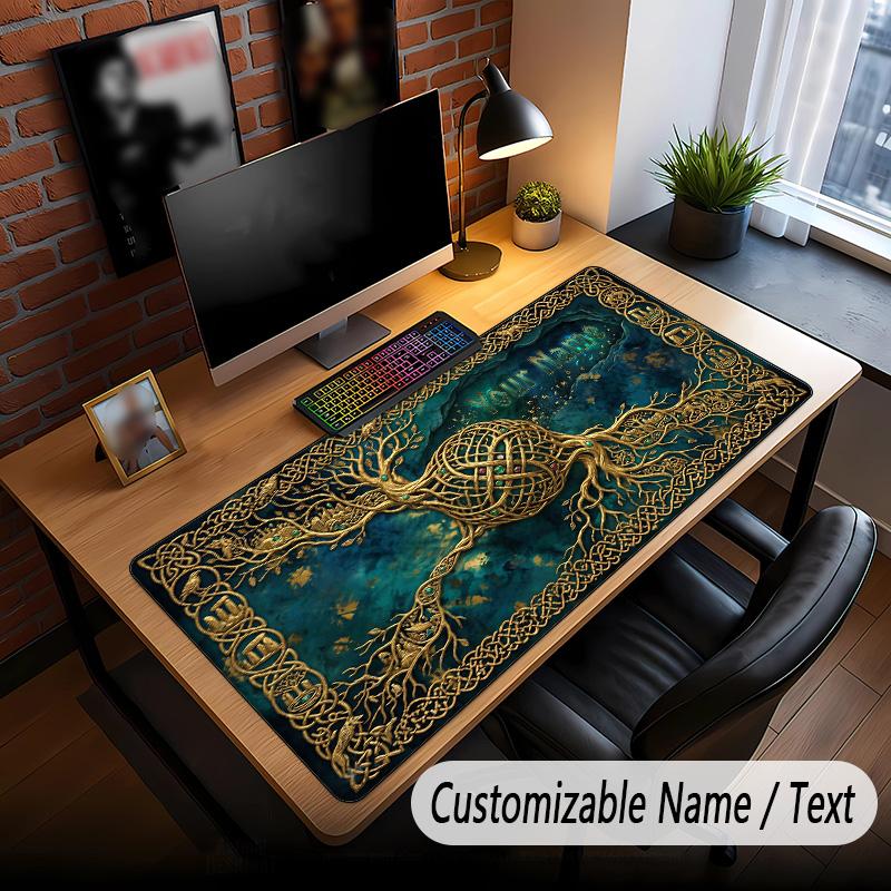 Tree of Life Theme Custom Mouse Pad Personalized With Name Text Customized Desk Mat For Office Home Decor