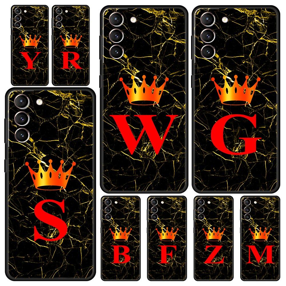 Marmurowy Etui na Telefon z Literą dla Samsung Galaxy S26 S25 S24 S23 S22 S20 S21 FE Ultra S25 Edge Plus 5G Miękki Pokrowiec TPU Fundas Capa Torba