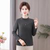 Women's Long-Sleeve Velvet-Lined Warm T-shirt for Middle-Aged & Elderly - Autumn/Winter Layer