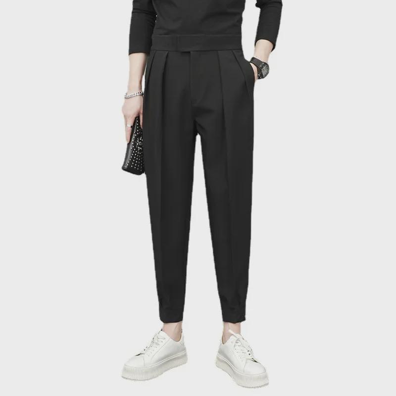 Men's Spring Cropped Velcro Harem Pants: Casual Versatile Fashion.