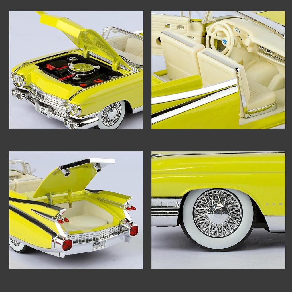1/24 Cadillac Eldorado Vintage Retro Spielzeug für Kinder Diecast Metall Miniaturmodell Rückzugsantrieb Sound & Licht Sammlung Geschenk Jungen