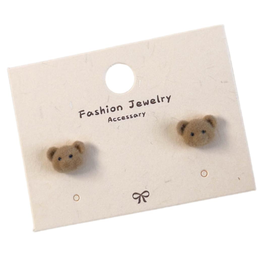 Coffee Bear Earrings Girls Ear Jewelry Cartoon Bear Ear Studs Pendant Earrings Flocking Texture Great for Everyday Wear