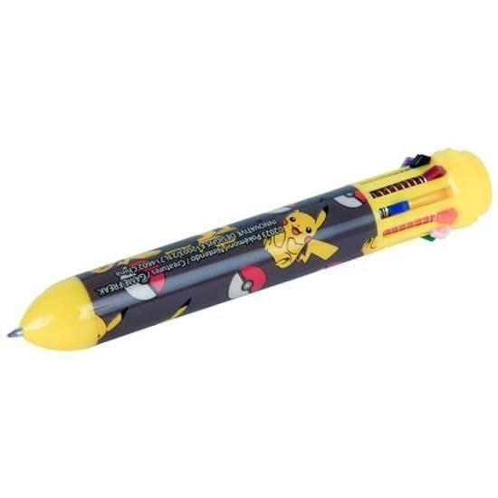 Pokemon pen set - 10-color ballpoint gift bundle. Pikachu plus cards binder. Childrens stationery.