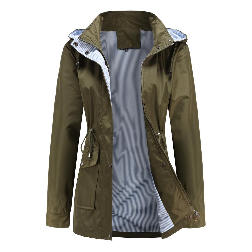 Neue Windjacke für Damen mit abnehmbarer Kapuze für Herbst und Winter in großen Größen