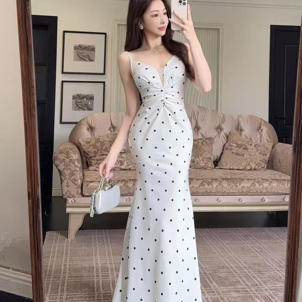Dating Artifact Polka Dot Girl Sleeveless Suspender Dress New Elegant Chic Temperament Thin Design Sense
