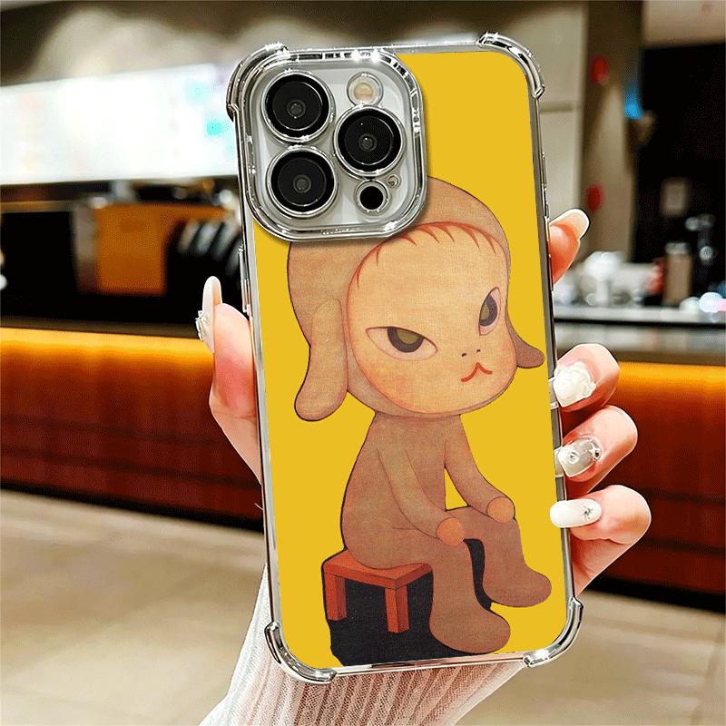 Y-Yoshitomo Nara Soft Phone Case For iPhone 15 16 17 Air 14 Pro Max 16E Plus 13 12 Mini Plating Anti-Fall Fundas