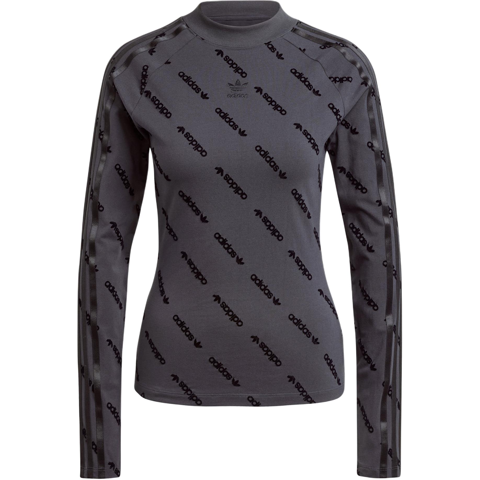 Adidas Originals MONO LS TOP Women Black Slim Fit Long Sleeve Crew Neck Casual Streetwear Top JE8355 S