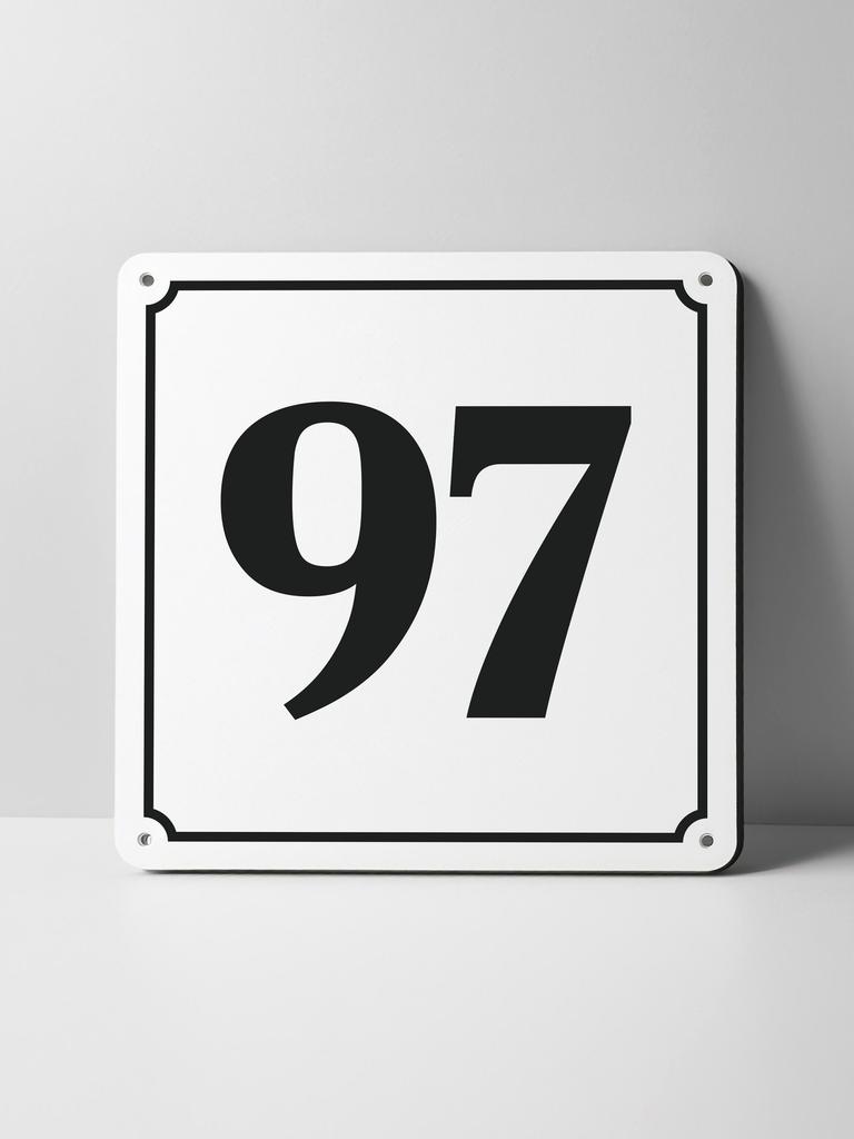 Metal Sign Black House Number On White Background Outdoor Wall Art Decor