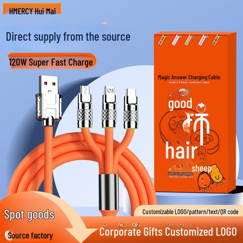 

Custom Logo 3-in-1 Fast Charging Cable: Braiding Machine Type-C, 1-3m, Corporate Gift