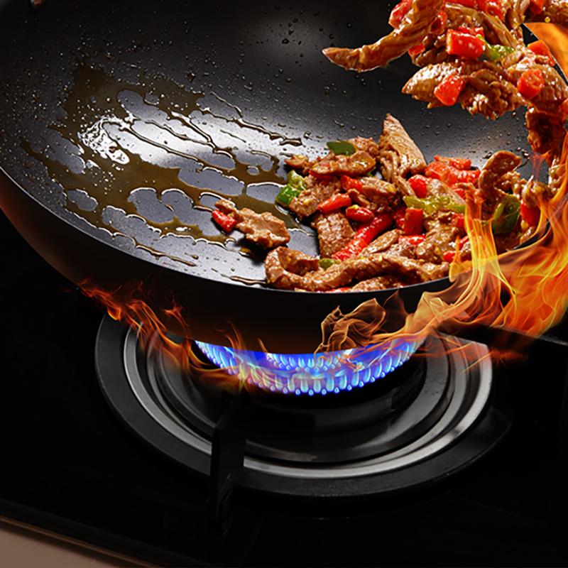 LANMI Zizi Titanium Wokas Wok Pan Titanium-Iron 0 Coating Non-Stick Rust-Resistant Rustproof Lightweight Stable Healthy