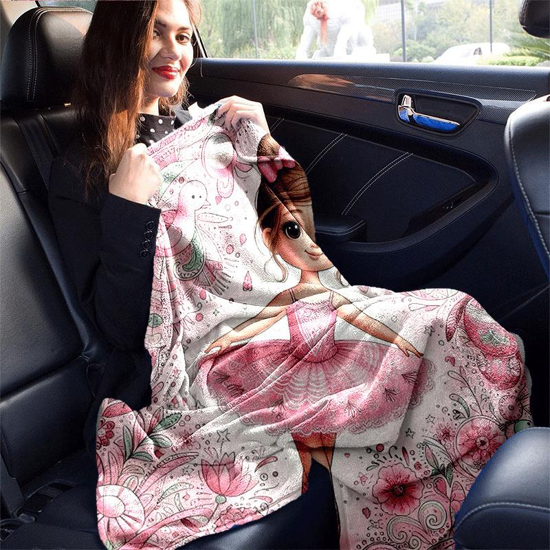 1pc Ballet Printing Lightweight Flannel Blanket, Comfortable and Warm Blanket, for Camping Sofa Bed and Couch Office, Gift