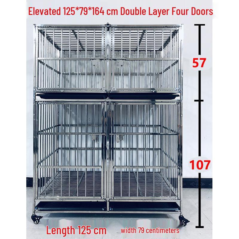 Stainless Steel Multi-Layer Dog Cage for Small to Medium Dogs - Parent-Child Design, Ideal for Pet Shops & Boarding