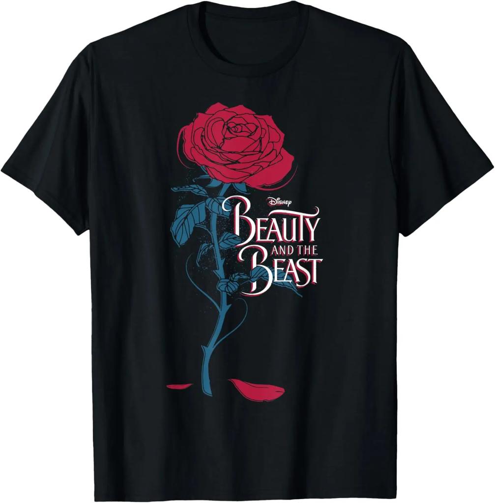 Hot Fashion Casual Disney Beauty & The Beast Wilting Rose Logo Graphic T-Shirt T-Shirt S-4XL Four Seasons