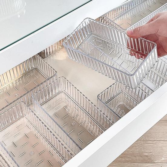 Drawer Divider Storage Box Clear Bathroom And Vanity Drawer Organizer Tray Drawer Storage Bin for Makeup Brushes Lipstick Cosmetics Kitchen Utensils