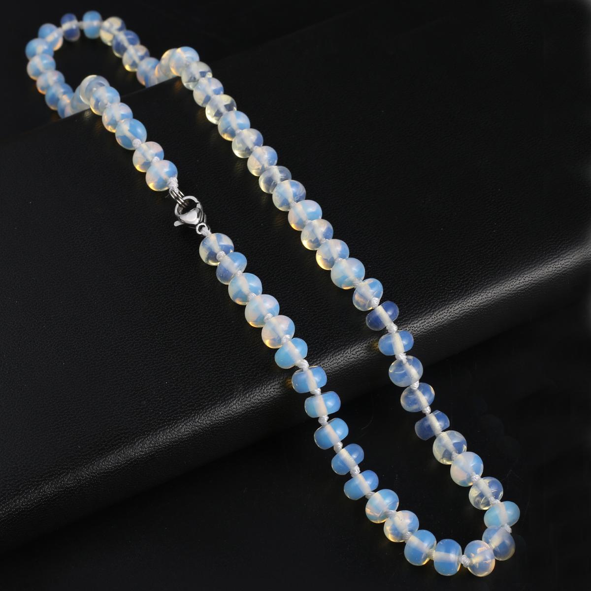 

Женское ожерелье из натурального камня с опалом, нерегулярные бусины, подвески для подарка на день рождения, длина 45 см 45cm