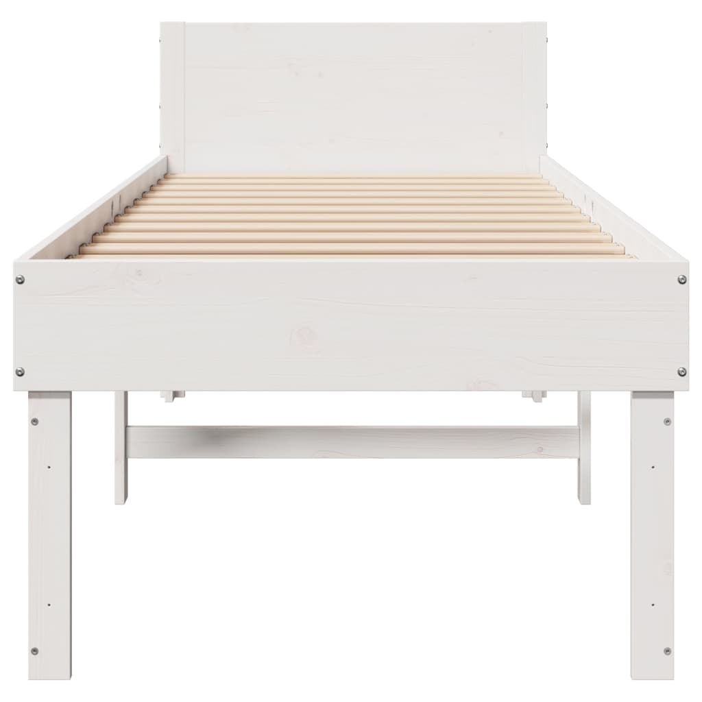 Vidaxl Bed Frame Without Mattress, White, 90X190 Cm, Solid Pine Wood