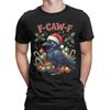 F-CAW-F Krähe Weihnachten Lustiges Weihnachtsmann-Krähen-T-Shirt für Herren Tolles T-Shirt aus reiner Baumwolle Rundhals Kurzarm-T-Shirt Kleidung
