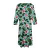 Women's Loose Casual And Fashionable Round Neck Seven Quarter Sleeved Printed Mid Length Dress