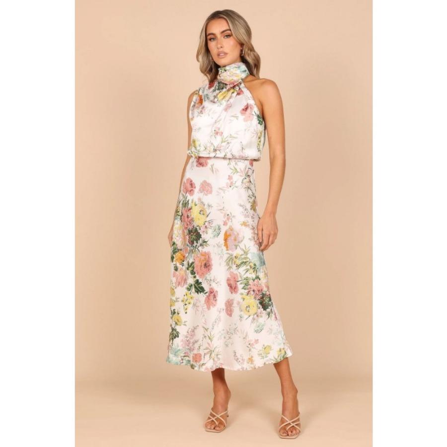 Women's Summer Elegant Fashion Long Dress Sexy Sleeveless Printed Hanging Neck Casual Dresses