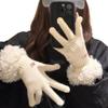Knitted Lamb Wool Gloves Finger-splitting  Gloves Simple Women Mittens  Female
