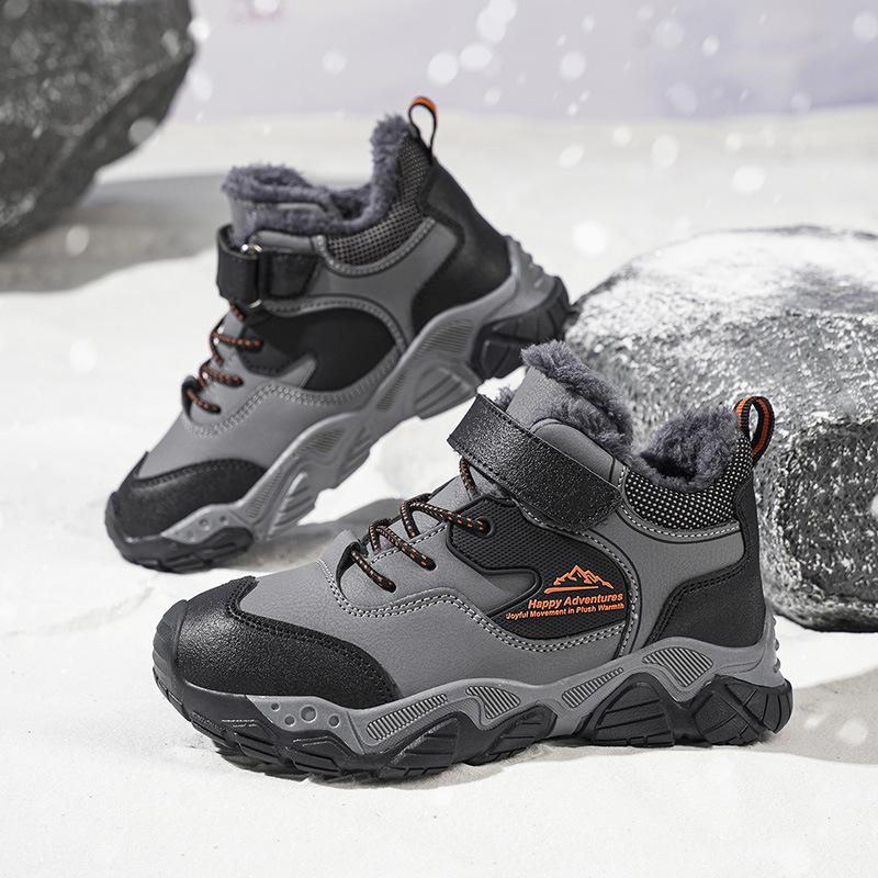 Children's Outdoor Cotton Shoes, Winter-lined and Thickened, Waterproof and Non-slip, for Boys and Girls, Warm Sports Shoes, Snow Boots