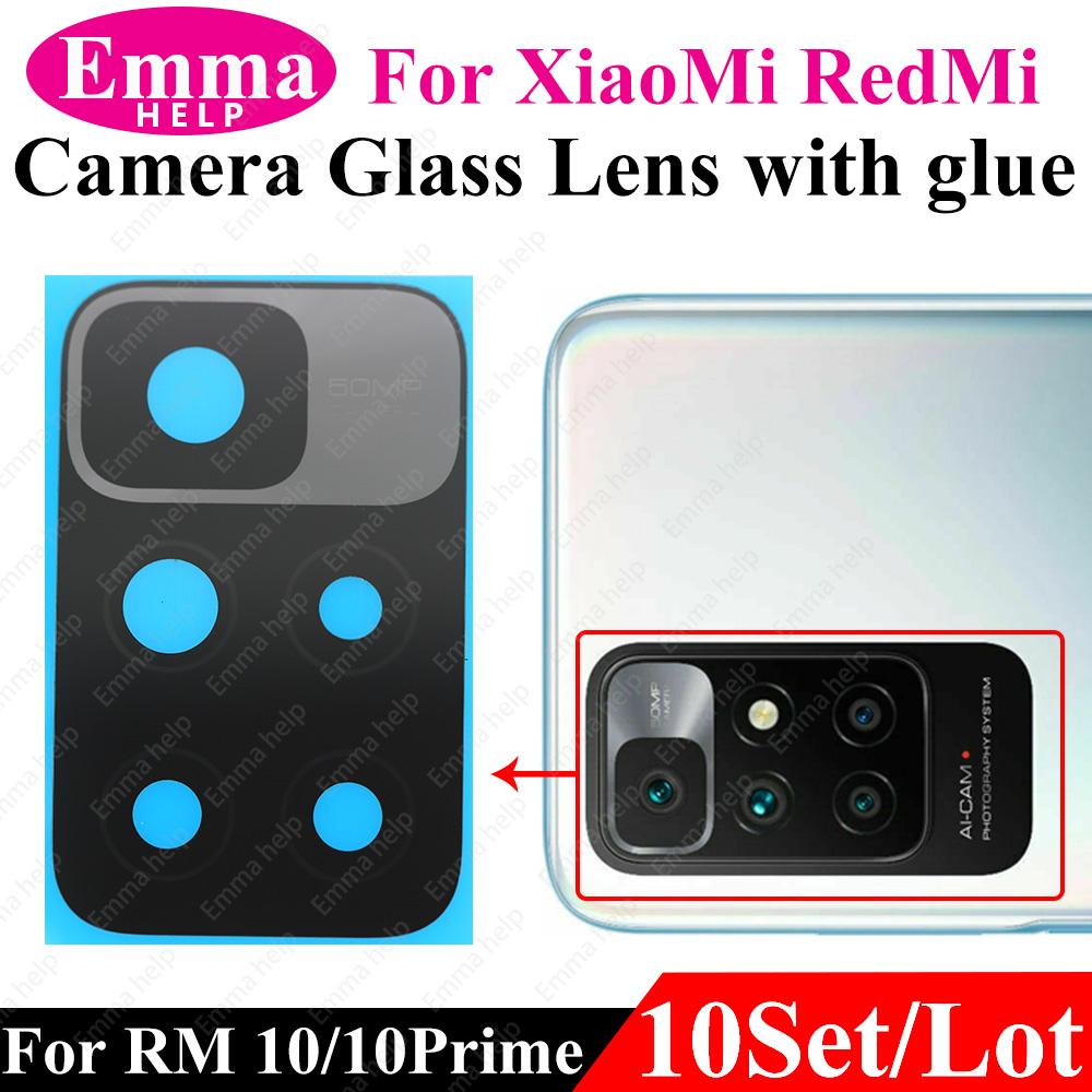 10Pcs Camera Lens For Xiaomi Redmi Note 9 Pro Max 9s 8 8t 7 7Pro Note10 5G 10t Back Camera Glass With Glue Adhesive