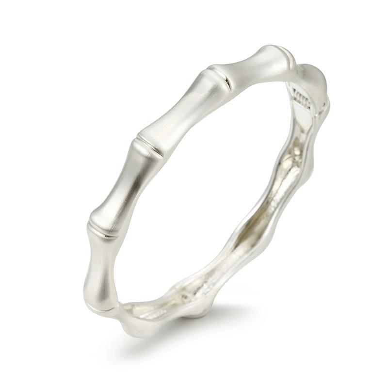 Gold-Plated Bamboo Bangle - Versatile Open Design for Women, European & American High-End Jewelry.