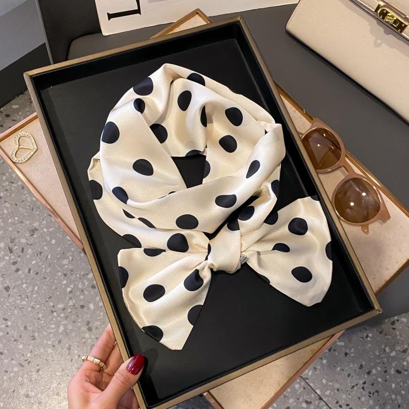 Satin high-end tied hair long silk scarf headband elegant and simple versatile hair band headband streamer hair accessories women's tied bag