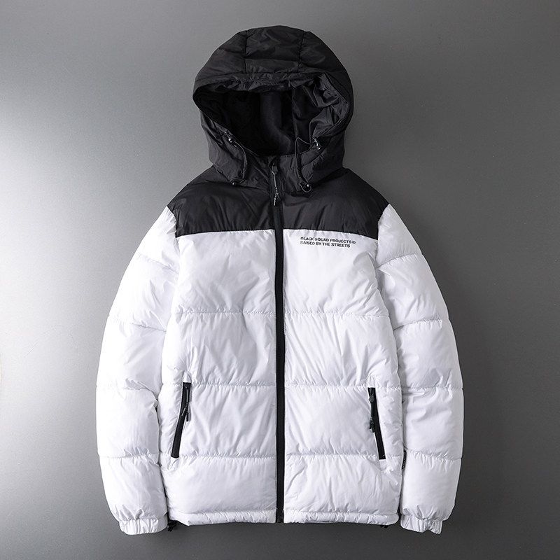 Thickened Winter American Patchwork Export Men s Cotton-Padded Clothes White X S